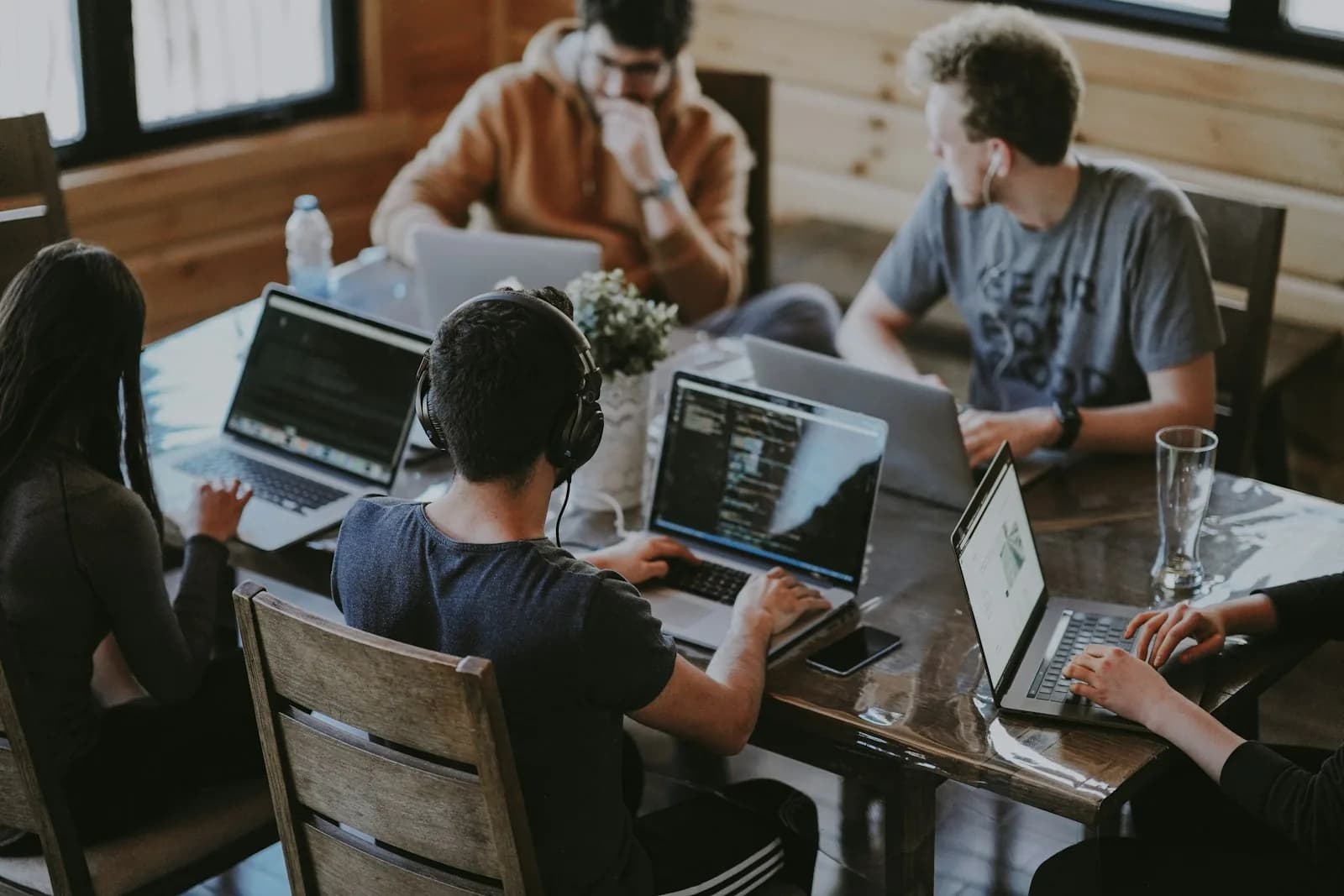 Colleagues working together in a modern office